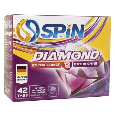 Spin Diamond Extra Power With Extra Shine All In 1 Dishwasher Detergent Tablets 42 Pieces