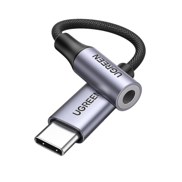 سلك صوت يوجرين من USB-C الى AUX بتقنية DAC مظفر - رمادي