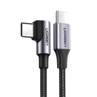 يوجرين سلك شاحن بزاوية 90 درجة من USB-C الى USB-C بطول 3 م وبقوة 60 واط - أسود