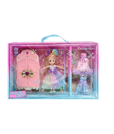 Pretty Girl Fashion Doll Set with Wardrobe &amp; Accessories, Dress-Up Beauty Doll Playset with Extra Outfits, Lovely Girl&rsquo;s Daily Life Toy for Kids, Dolls Accessories Beauty Set