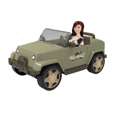 TOYSEA Fashion Doll with Military Style Jeep, 11&rdquo; Doll Riding Toy Car for Kids, Cute Adventure Vehicle with Pull Back Action, Durable Friction Car Toy