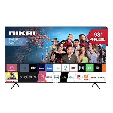 نيكاي تلفزيون ذكي الترا اتش دي 98 بوصة بدقة 4 كيه HDR ويب او اس مدمج واي فاي ال ان ايه دولبي ديجيتال تحكم صوتي مزدوج عن بعد أسود (NIK100MEU4STN1)
