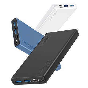 Promate Dual USB-A And Type-C Bolt Power Bank 10000mAh White