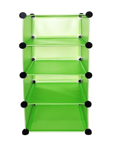 4 Cubes Plastic Portable Storage Cabinet Green