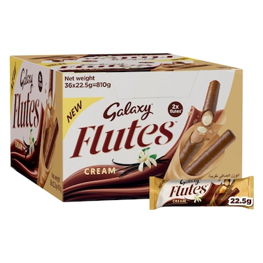 شوكولاتة جالكسي فلوتس بالكريمة، 2 إصبع، عبوة من 36، 22.5 جرام