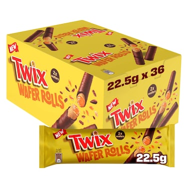 Twix Wafer Rolls Chocolate, 2 Rolls, Pack of 36x22.5g