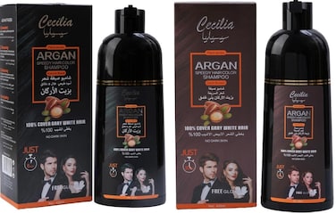 Fast Hair Dye Shampoo with Argan Oil Dark Brown with Natural Black 420ml 2pcs