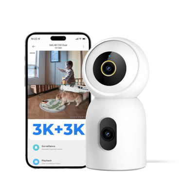 كاميرا  مراقبة إيميلاب ذكية داخلية ثنائية بدقة 3K+3K واي فاي تعمل بالكهرباء C30-Dual - أبيض