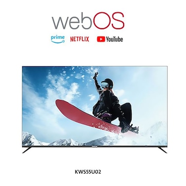 شاشة اسمارت كي ام سي 55 بوصة بنظام ويب اوس مع ريسيفر داخلي 4 كيه