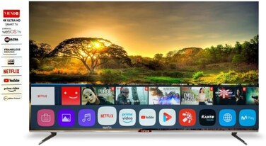 Viendo 58 Inch Smart Forky 4K TV, Bluetooth, Dolby Audio, WebOS Enclosure, Frameless Built-In Receiver, 2 Remotes, Wall Mount, V58D2, LED, Silver
