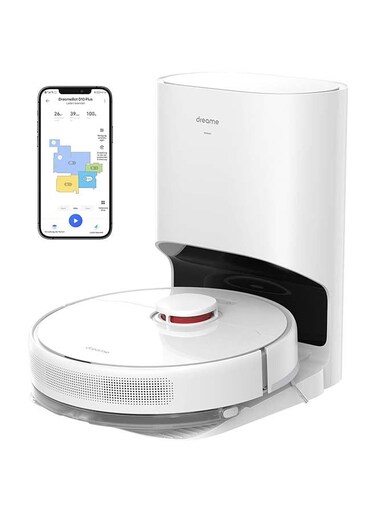 Dreame D10 Plus Robot Vacuum Cleaner With Mop, 4000 Pa Strong Suction, LiDAR Navigation, Self Emptying Base For 45 Days of Cleaning, Compatible With Alexa, Wi-Fi Connected 0.01 W RLS3D, White