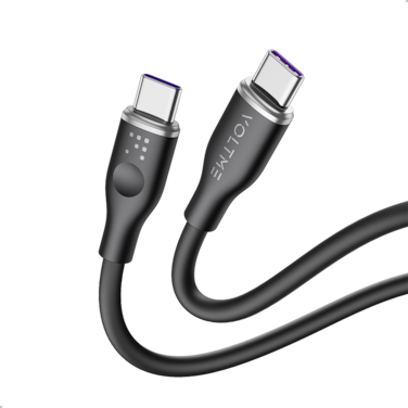 سلك شاحن فولتمي سلسلة موس من USB-C إلى USB-C بطول 1 م وبقوة 100 واط - أسود