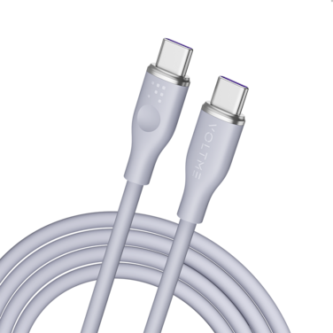 سلك شاحن فولتمي سلسلة موس من USB-C إلى USB-C بطول 1.8 م وبقوة 100 واط - رمادي