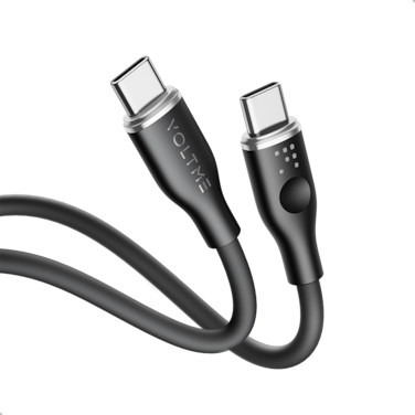 سلك شاحن فولتمي سلسلة موس من USB-C إلى USB-C بطول 1 م وبقوة 60 واط - أسود
