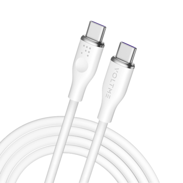 سلك شاحن فولتمي سلسلة موس من USB-C إلى USB-C بطول 1.8 م وبقوة 100 واط - أبيض