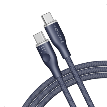 سلك شاحن فولتمي سلسلة روج مظفر من USB-C إلى USB-C بطول 1 م وبقوة 100 واط - أزرق