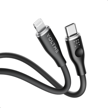 سلك شاحن فولتمي سلسلة موس من USB-C إلى آيفون بطول 1.2 م وبقوة 30 واط - أسود