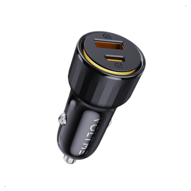 شاحن سيارة فولتمي كازو بمنفذ USB-C ومنفذ USB وبقوة 48 واط - أسود