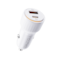 شاحن سيارة فولتمي كازو بمنفذ USB-C ومنفذ USB وبقوة 48 واط - أبيض