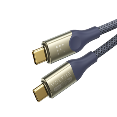 سلك شاحن فولتمي سلسلة باورلينك أوترون مظفر من USB-C إلى USB-C بطول 1.2 م وبقوة 240 واط - أزرق رمادي