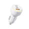 شاحن سيارة فولتمي كازو بمنفذين USB-C ومنفذ USB وبقوة 65 واط - أبيض
