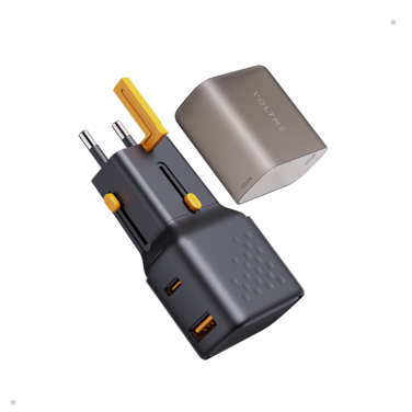 شاحن جداري فولتمي فيتو جو مقبس عالمي بمنفذ USB-C ومنفذ USB وبقوة 35 واط - أسود