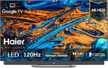 هاير تلفزيون OLED 65 بوصة سمارت AI-4K UHD - جوجل - العاب 120Hz - HDMI 2.1 بلوتوث 5.1 - دولبي فيجن وصوت - HDR10 H65C900UX فضي