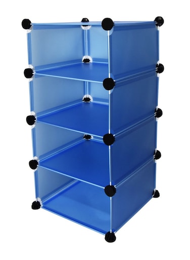 4 Cubes Plastic Portable Storage Cabinet Blue