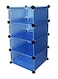 4 Cubes Plastic Portable Storage Cabinet Blue