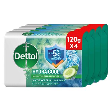 ديتول صابون هايدرا كول مضاد للبكتيريا، برائحة الخيار المنعش 120جرام ×4