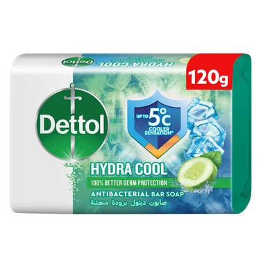 ديتول هيدرا كول قالب صابون مضاد للبكتيريا، بخلاصة الخيار ورائحة المنثول الجليدي لحماية فعالة من الجراثيم والنظافة الشخصية، 120 جرام