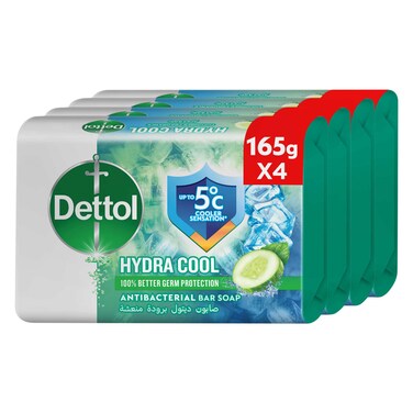 ديتول صابون هايدرا كول مضاد للبكتيريا، برائحة الخيار المنعش 165جرام ×4