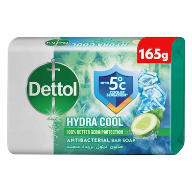 Dettol Hydra Cool Antibacterial Bar Soap, Cucumber &amp; Icy Menthol Scent 165 g