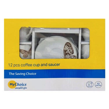 Mychoice 12 Pieces Coffee Cup and Saucer Butterfly Assorted Colors