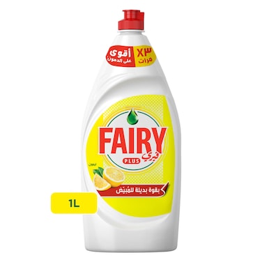 Fairy Plus Lemon Dishwashing Liquid With Alternative Power to Bleach, 1 L