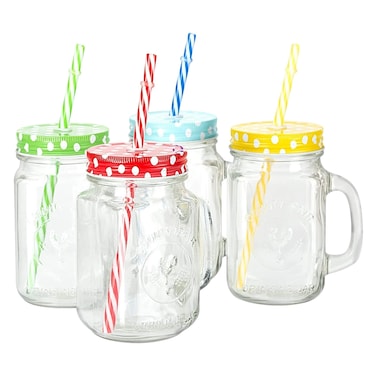 500ml Glass Mason Jar With Straw