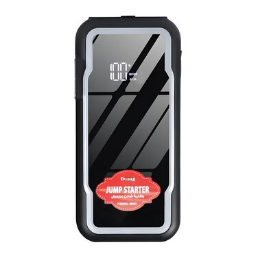 Multifunctional Car Jump Starter Power Bank &ndash; 12V, USB Output, LED Light, Type-C Charging Port, Car Emergency Kit with Power Connection Cables &amp; Storage Case"

