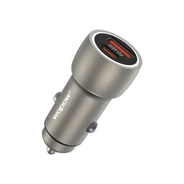 شاحن سيارة WOPOW CQ007، شحن سريع بمنفذي USB، 48 واط، مخرج PD 30 واط + 18 واط، متوافق مع أجهزة Android وiPhone وiPad والكمبيوتر المحمول والمركبات 12 فولت - 24 فولت، تصميم صغير الحجم