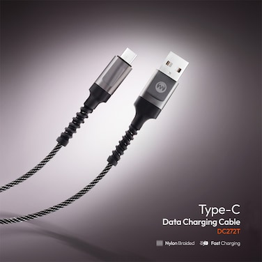 كابل شحن بيانات Microdigit Type C إلى USB - 1.2 متر مضفر من النايلون، شحن سريع، تصميم متين - متوافق مع الهواتف الذكية والأجهزة اللوحية والمزيد