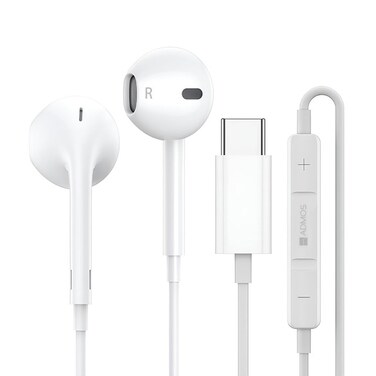 سماعات أذن سلكية عالية الجودة من ADMOS مزودة بموصل USB-C وصوت جهير إضافي وميكروفون مدمج لإجراء مكالمات واضحة