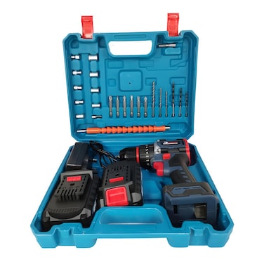 مثقاب كهربائي لاسلكي من ديفاونس 48 فولت ليثيوم مع 23+3 إعدادات عزم دوران قابلة للتعديل، محرك نحاسي بالكامل، تحكم متغير عالي السرعة، مجموعة رؤوس مثقاب ومفك براغي