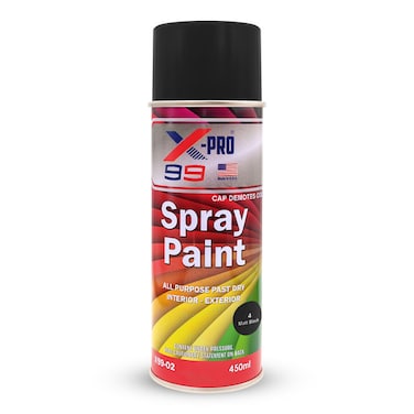 X-PRO 99 X99-02 Matt Black Spray Paint 450ml &ndash; Quick Dry &ndash; Interior Exterior &ndash; Smooth Finish

