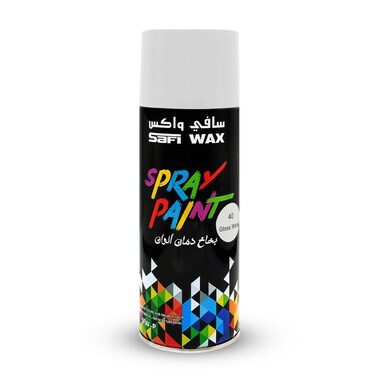 طلاء بخاخ أبيض لامع من Safi Wax SFW-P-40، 450 مل - لمسة نهائية بيضاء متينة للمعادن والخشب والزجاج والقماش
