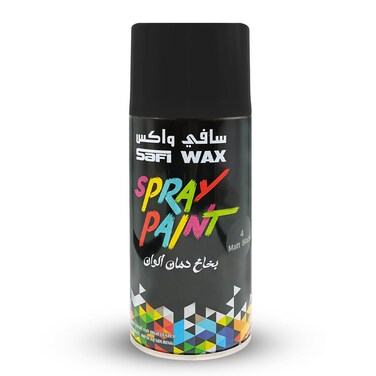 طلاء بخاخ شمعي من صافي، أسود مطفي، موديل SFW-P-4-ECO، سعة 400 مل، للجدران والخشب والمعادن والزجاج والقماش