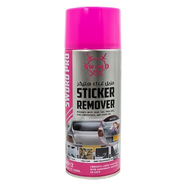 SWORD PRO Sticker Remover SW-0012 &ndash; 450ml Adhesive Remover Spray for Labels, Stickers, Tree Sap, Road Tar, Gum, Oil Residue &ndash; Safe on Metal, Glass, Paint, and Wood Surfaces