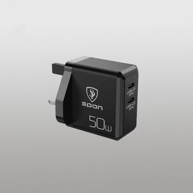 SP SPON 50W USB C Charger GaN Fast Charger PD&amp;QC PPS 3-Port Wall Charger Plug Power Adapter for MacBook iPad Samsung, iPhone, PS5 Dell XPS Switch Laptops