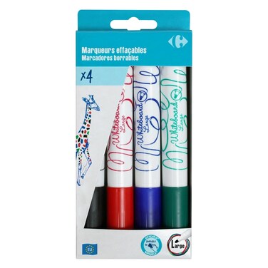 Carrefour Large Tip Dry Erase Whiteboard Marker 4 PCS