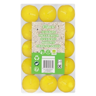 Arti Casa Citronella Tea Light 15 Pieces Yellow