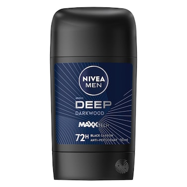 NIVEA MEN DEEP Black Carbon, Antiperspirant for Men, Antibacterial, Stick 50ml