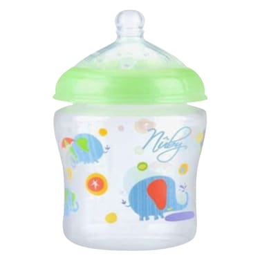Nuby bottle, 180 ml, with slow-flow nipple.